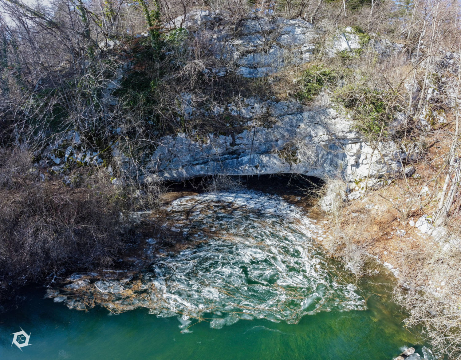 Velika Karlovica - odtekanje vode - pogled iz zraka